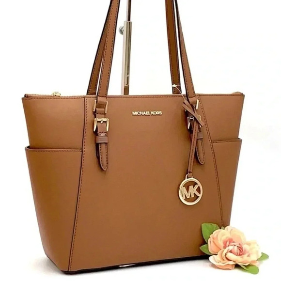 Michael Kors Handbags - Michael Kors Large Charlotte Tote Bag Luggage Leather Luggage Brown
